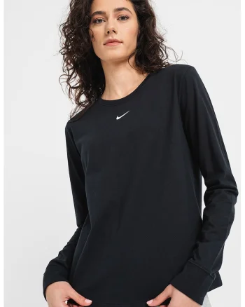 Bluza cu decolteu rotund si logo, Negru
