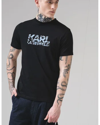 Tricou din bumbac cu logo, Alb/Negru/Albastru lavanda