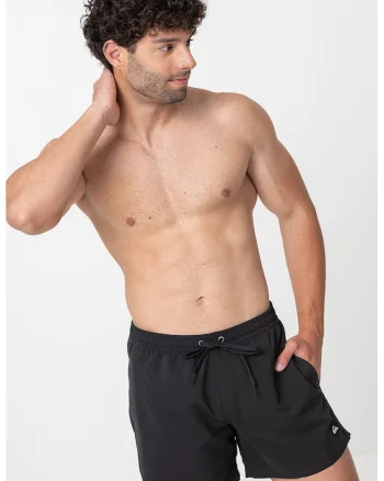 Pantaloni scurti de baie cu snururi, Negru