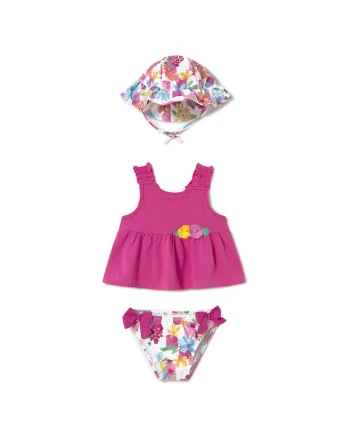 Costum de baie fete  1641 72, Poliester, Roz, Roz