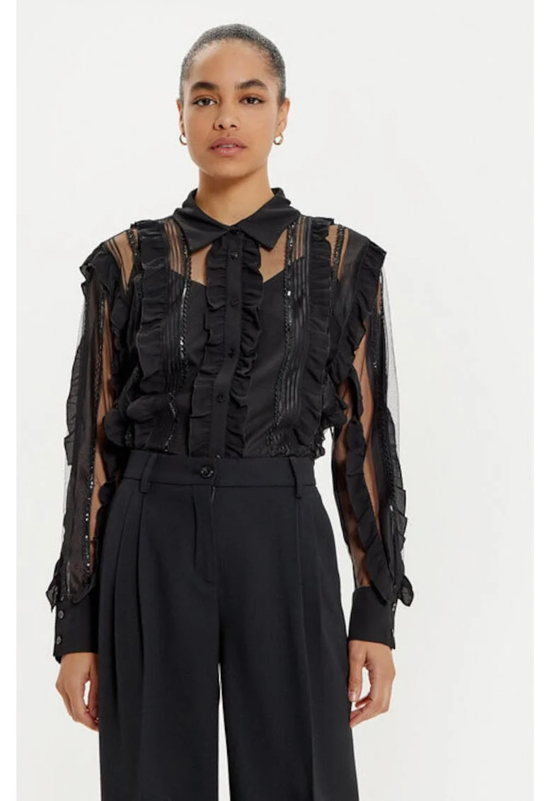 Camasa dama,  304937804, Poliester, Negru, Negru