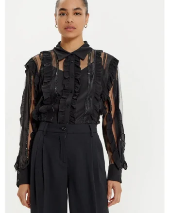 Camasa dama,  304937804, Poliester, Negru, Negru
