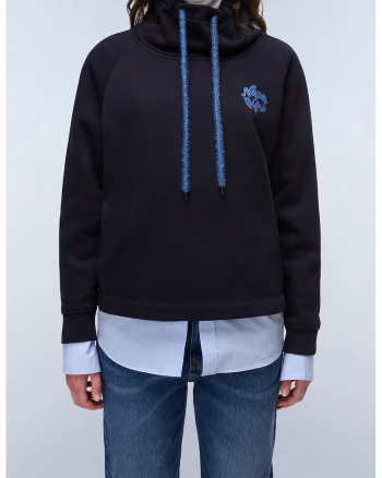Bluza de trening din amestec de bumbac cu logo, Albastru ultramarin/Albastru