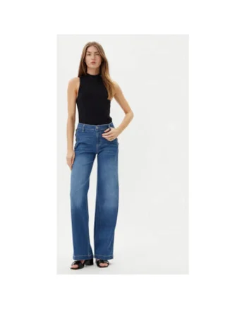Pantaloni dama  P3FDBQ2NTZ, Bumbac, Albastru, Albastru