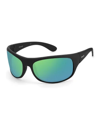 Ochelari de soare unisex polarizati, cu lentile oglinda, Negru/Turcoaz/Verde lime