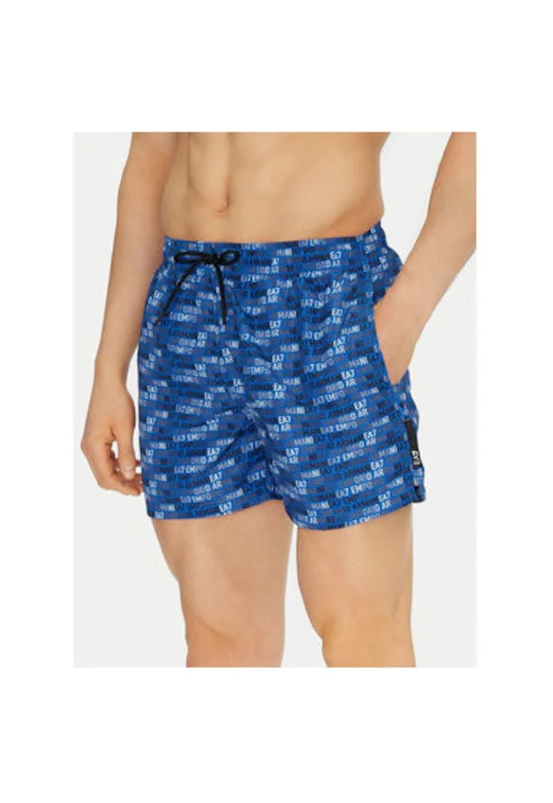 Pantaloni scurti de baie barbati  Emporio Armani, 7M000510 AF13059, Poliester, Albastru, Albastru