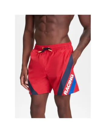 Pantaloni scurti de baie barbati  RMB10007, Poliester, Rosu, Rosu
