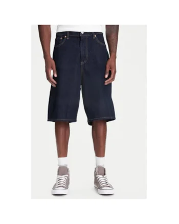 Pantaloni scurti din denim barbati  774578-00, Bumbac, Bleumarin, Bleumarin