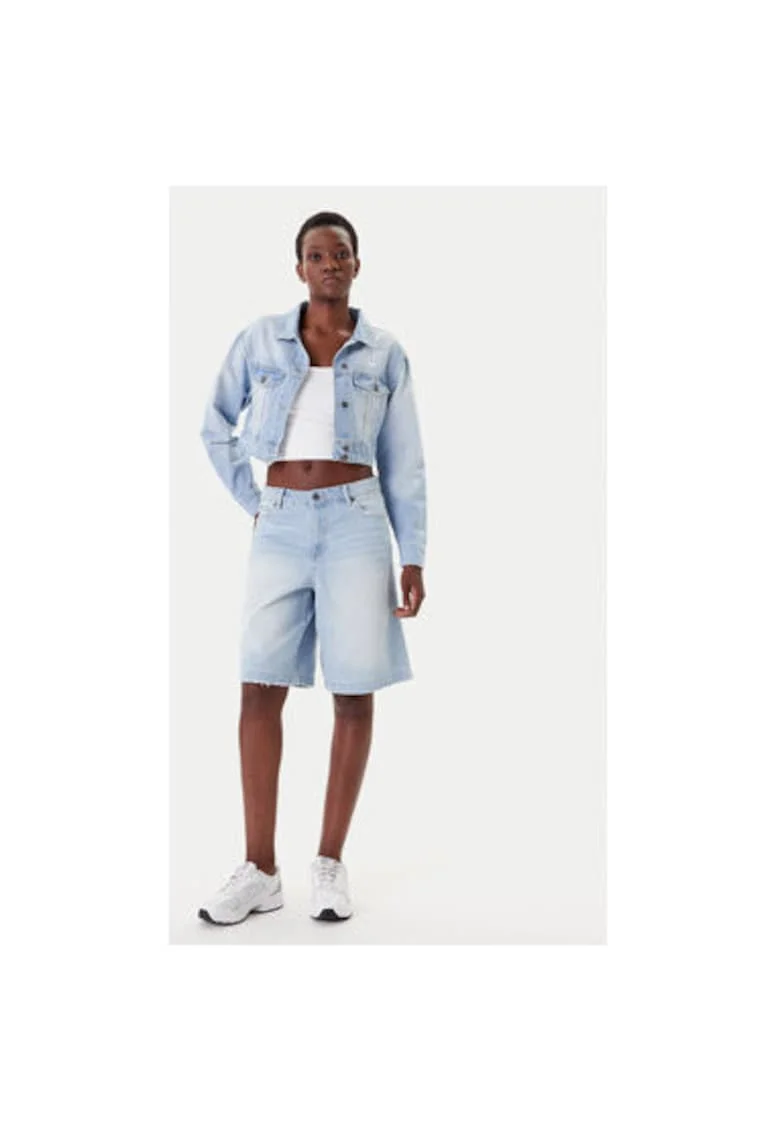 Pantaloni scurti din denim dama  PD00005506, Bumbac, Albastru, Albastru