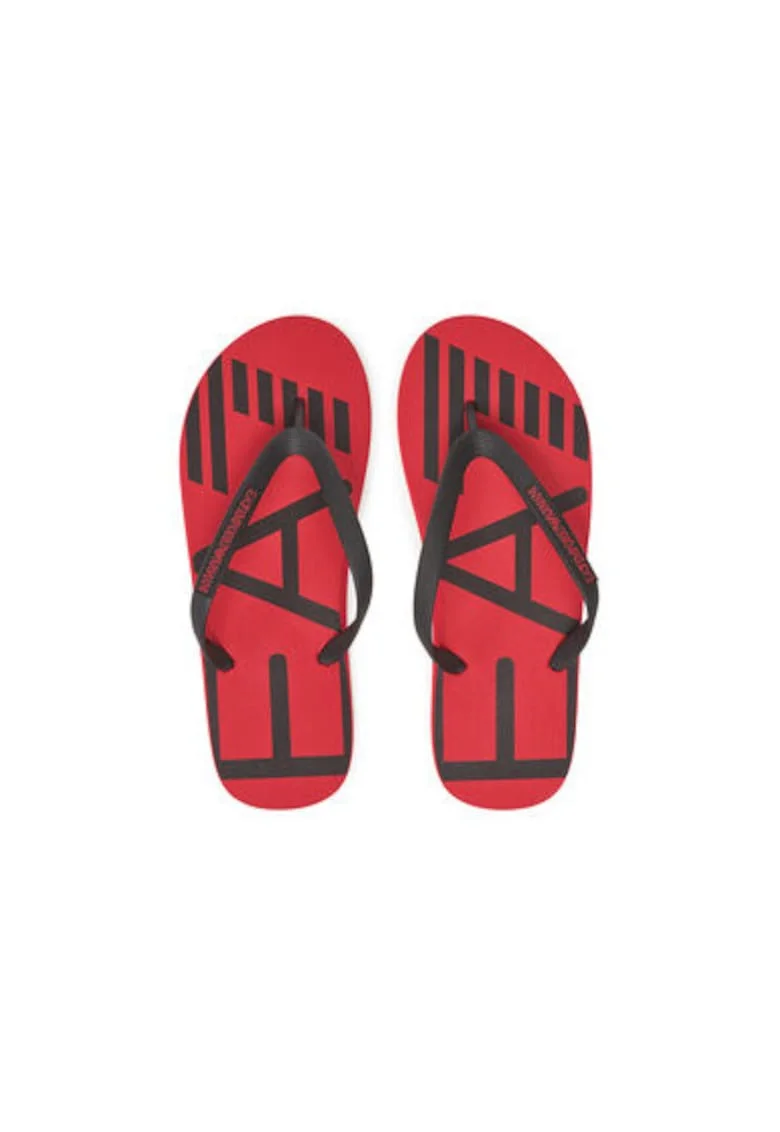Papuci flip-flop barbati  Emporio Armani, XCQ004 XK196, Sintetic, Negru/Rosu, Rosu/Negru