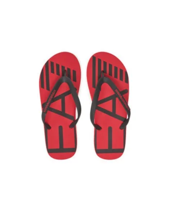 Papuci flip-flop barbati  Emporio Armani, XCQ004 XK196, Sintetic, Negru/Rosu, Rosu/Negru