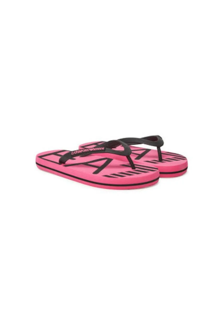 Papuci flip-flop dama  Emporio Armani, XCQ004 XK196, Sintetic, Negru/Roz, Negru/Roz