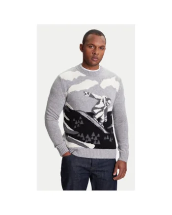 Pulover barbati  1244K108R, Lana/Nylon, Gri, Gri