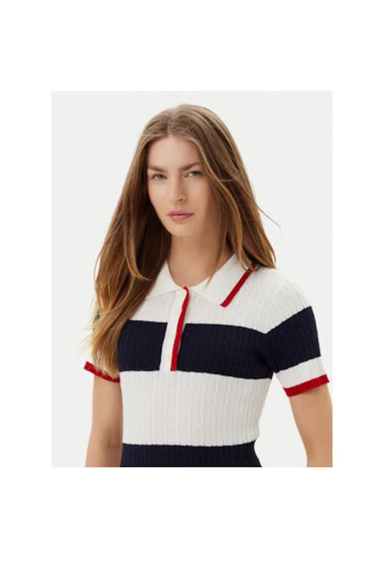 Pulover dama  ACMA001937, Viscoza/Nylon, Alb/Bleumarin, Alb/Bleumarin