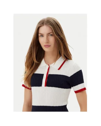 Pulover dama  ACMA001937, Viscoza/Nylon, Alb/Bleumarin, Alb/Bleumarin