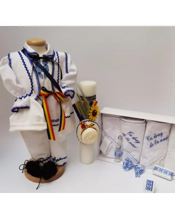 Set Traditional Botez - Costumas baietel Trusou Lumanare 4