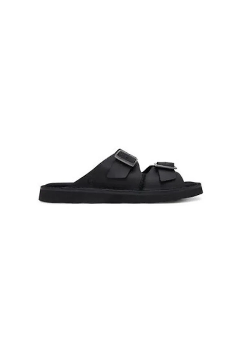 Slapi barbati  26180885, Piele naturala, Negru, Negru