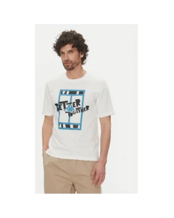 Tricou barbati  351U8JW, Bumbac, Alb, Alb