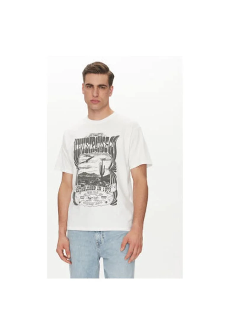 Tricou barbati Levi S, 87373-0226, Bumbac, Alb, Alb