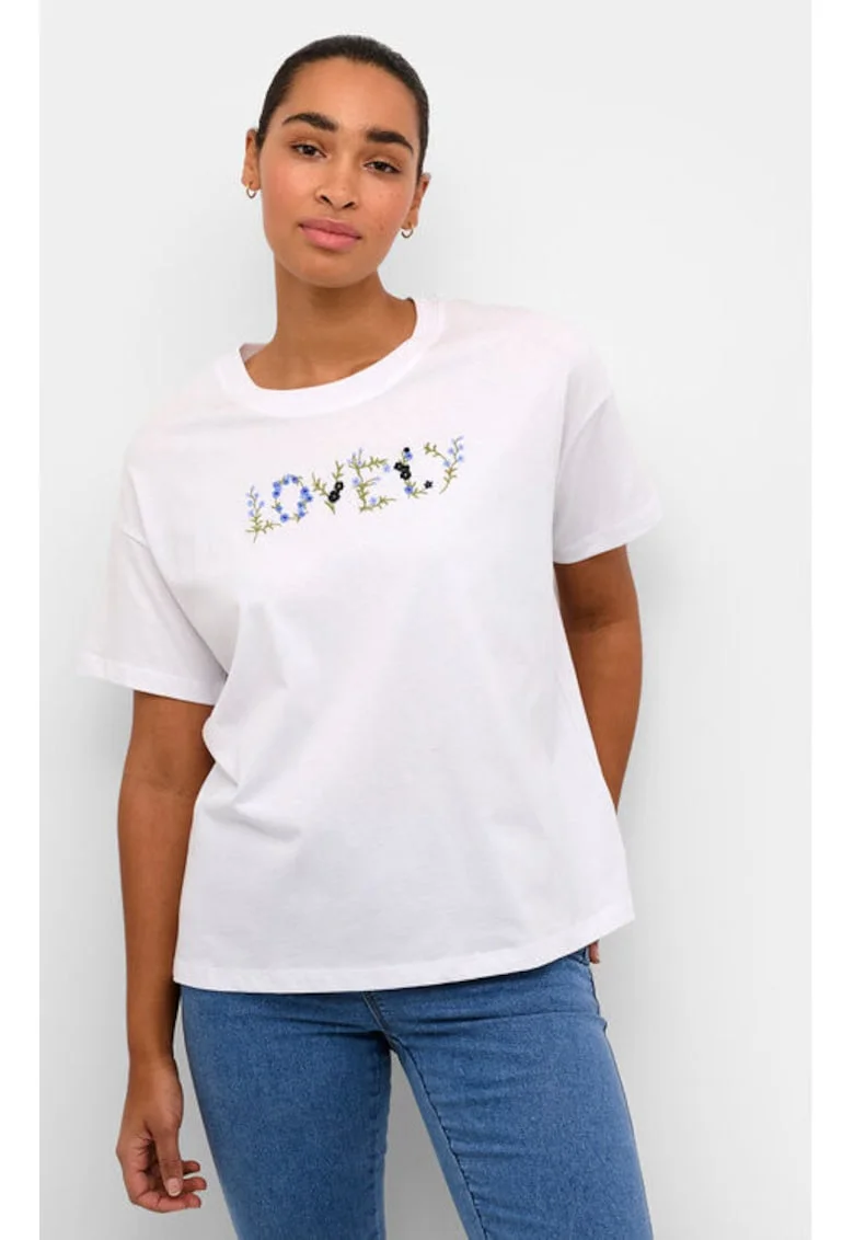 Tricou dama,  303582296, Bumbac, Alb, Alb