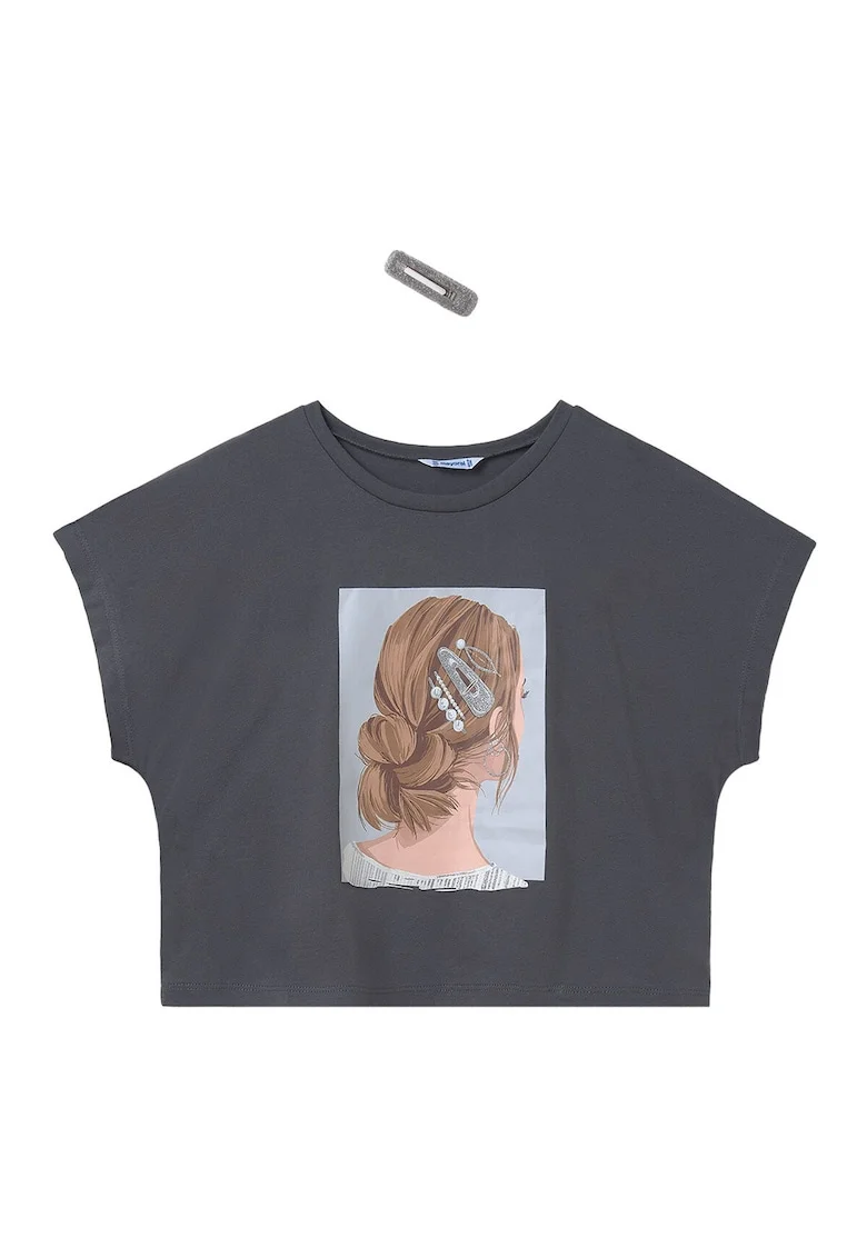 Tricou fete  6021, Bumbac, Gri, Gri