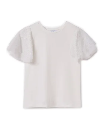 Tricou fete  6022, Bumbac/Poliester, Ecru, Ecru