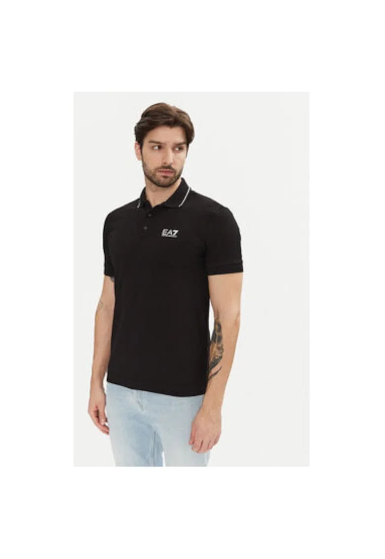 Tricou polo barbati  Emporio Armani, 8NPF16 PJVUZ, Bumbac, Negru, Negru