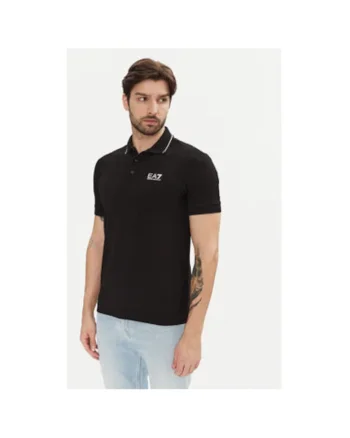 Tricou polo barbati  Emporio Armani, 8NPF16 PJVUZ, Bumbac, Negru, Negru