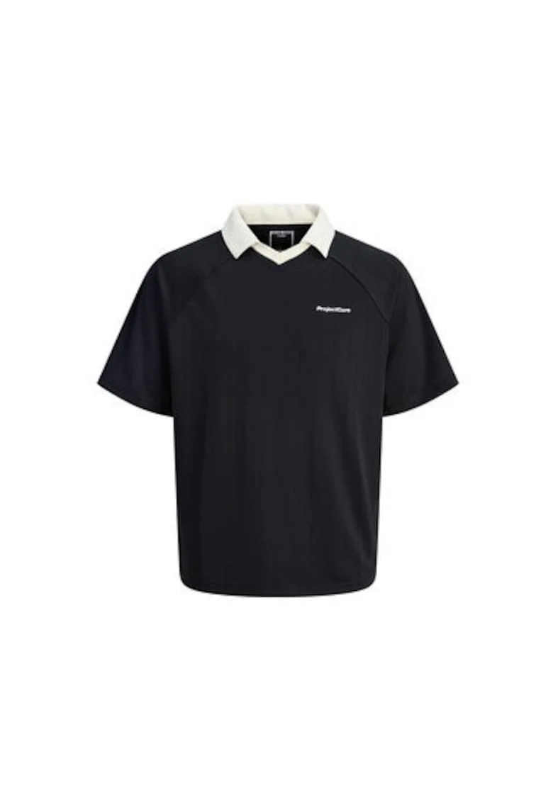 Tricou polo barbati Jack Jones, 12276758, Poliester, Negru, Negru