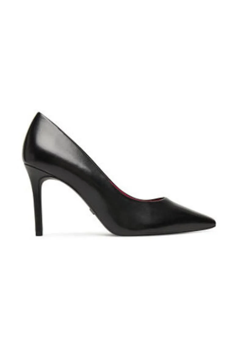 Pantofi dama,  toc inalt, piele naturala, negru,