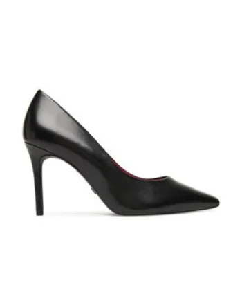 Pantofi dama,  toc inalt, piele naturala, negru,
