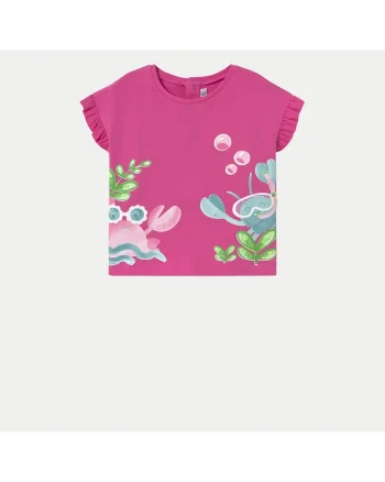 Tricou fete  1048, Bumbac/Elastan, Roz, Roz