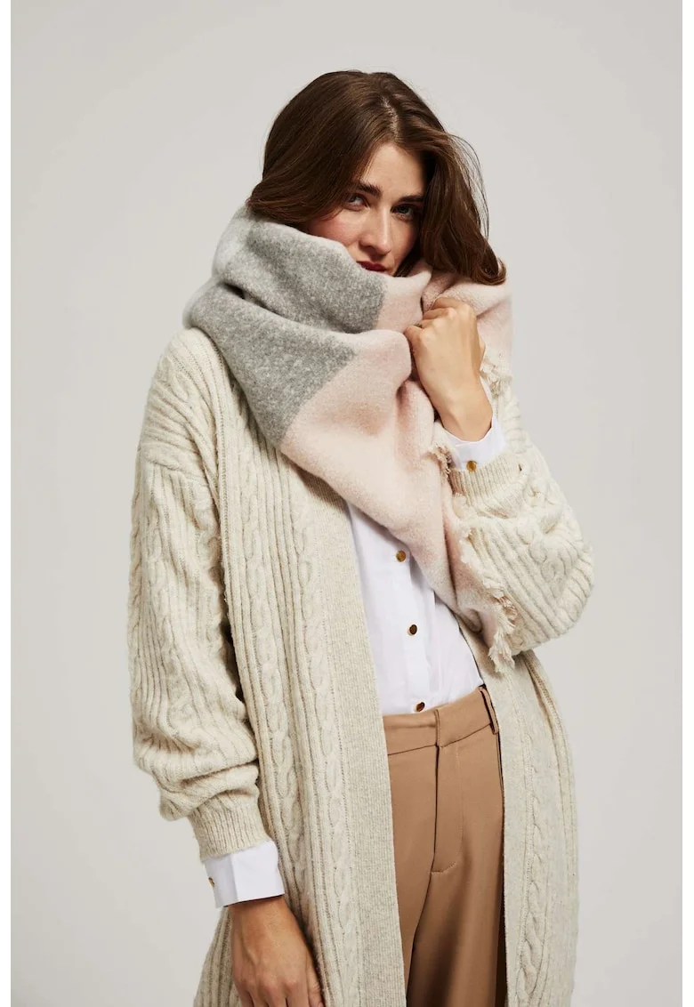 Sal in carouri cu margine destramata in roz pudrat ONE SIZE