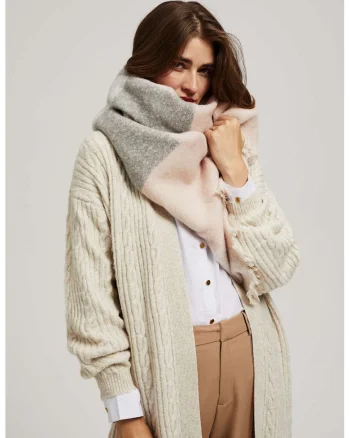 Sal in carouri cu margine destramata in roz pudrat ONE SIZE