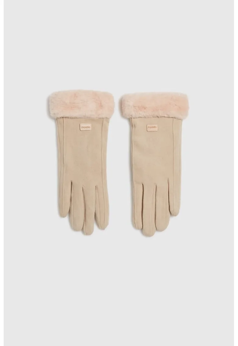 Manusi Decorate cu Blana Faux Bej ONE SIZE