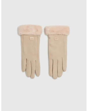 Manusi Decorate cu Blana Faux Bej ONE SIZE