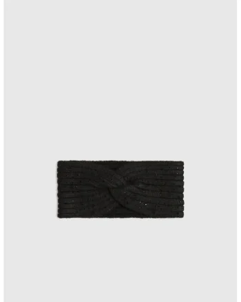 Banda tricotata neagra cu strasuri ONE SIZE