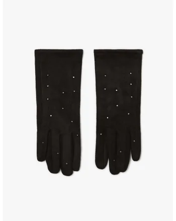 Manusi femei,  negre, suede, cu tinte argintii