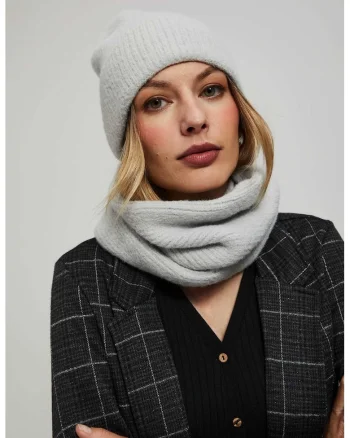 Fular  gri, neted cu fir metalic, ONE SIZE