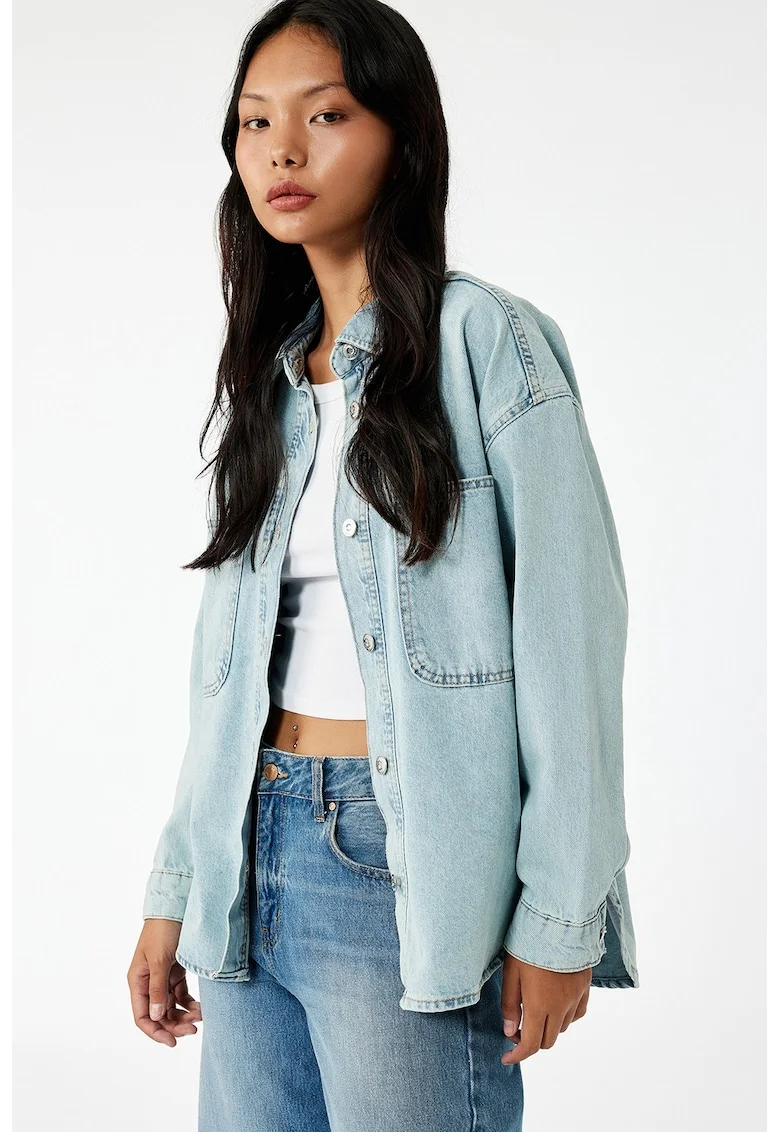 Camasa uni din denim, Albastru glaciar