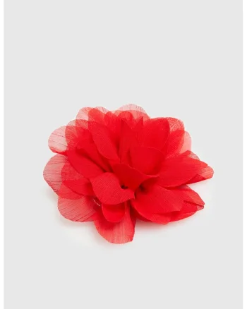 Brosa floare rosie  din tesatura, one size