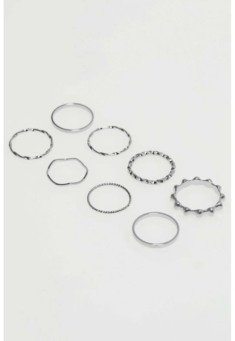 Set de inele argintii  8 inele, diferite forme, ONE SIZE