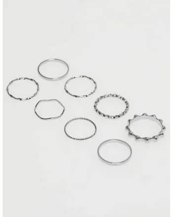 Set de inele argintii  8 inele, diferite forme, ONE SIZE