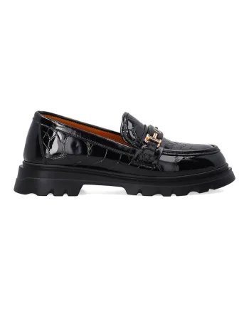 Pantofi loafer din piele lacuita cu detalii metalice