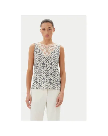 Top dama  model 15296246, material Poliester, culoare Ecru, Ecru