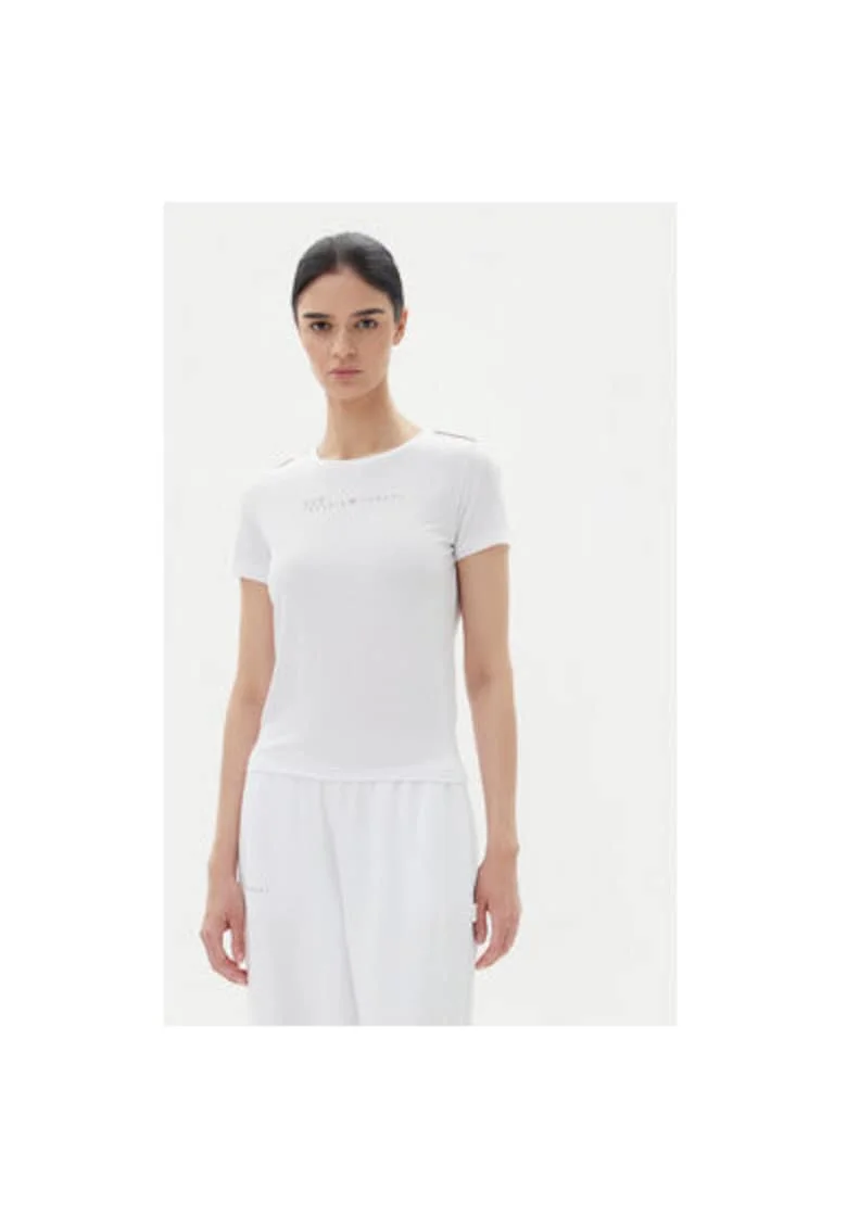 Tricou dama  Emporio Armani, 7W000274 AF12945, Poliester/Viscoza, Alb, Alb