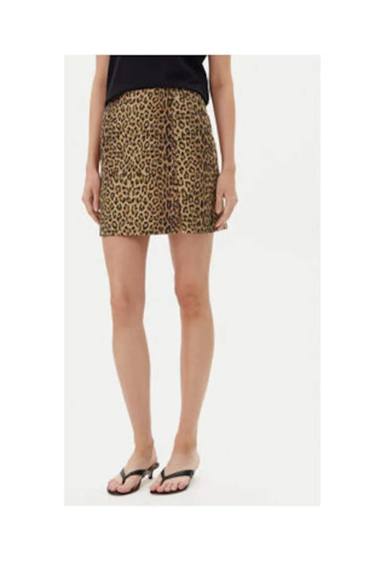 Fusta  cu print leopard, Maro