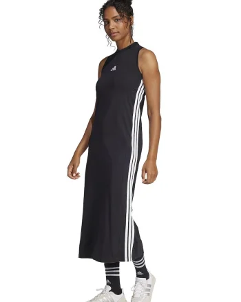 Rochie lunga din amestec de bumbac cu slit lateral, Negru