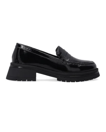 Pantofi loafer din piele lacuita cu varf rotunjit