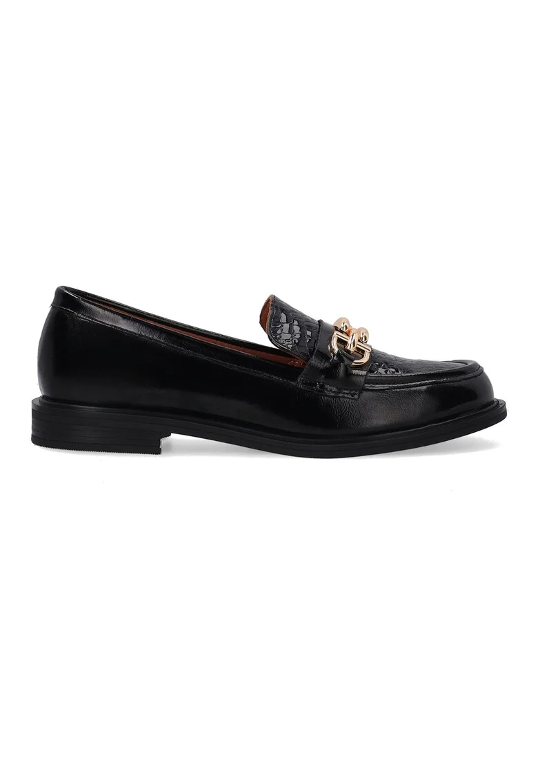 Pantofi loafer din piele lacuita cu detaliu metalic